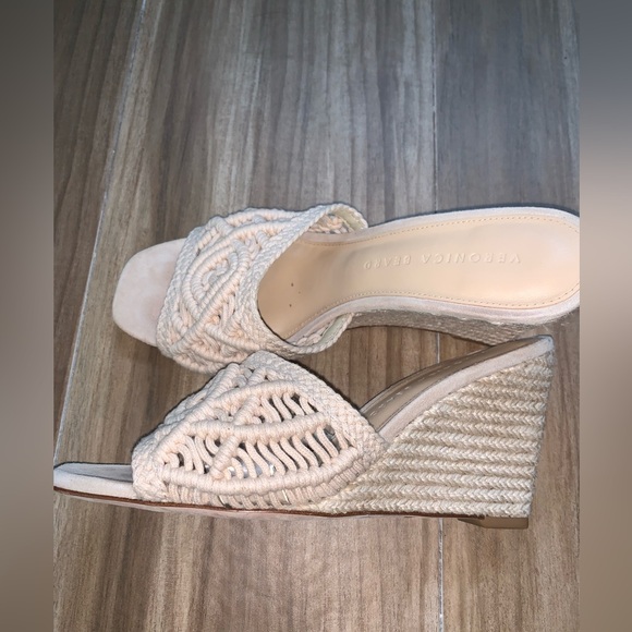 Veronica Beard Womens Ezrah Beige Macrame Espadrille Wedge Sandals Shoes 6.5 - Picture 6 of 8